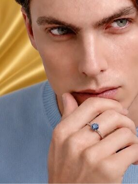 Royal Blue 6.5mm diameter AAA Round Moissanite, 925 Sterling Silver